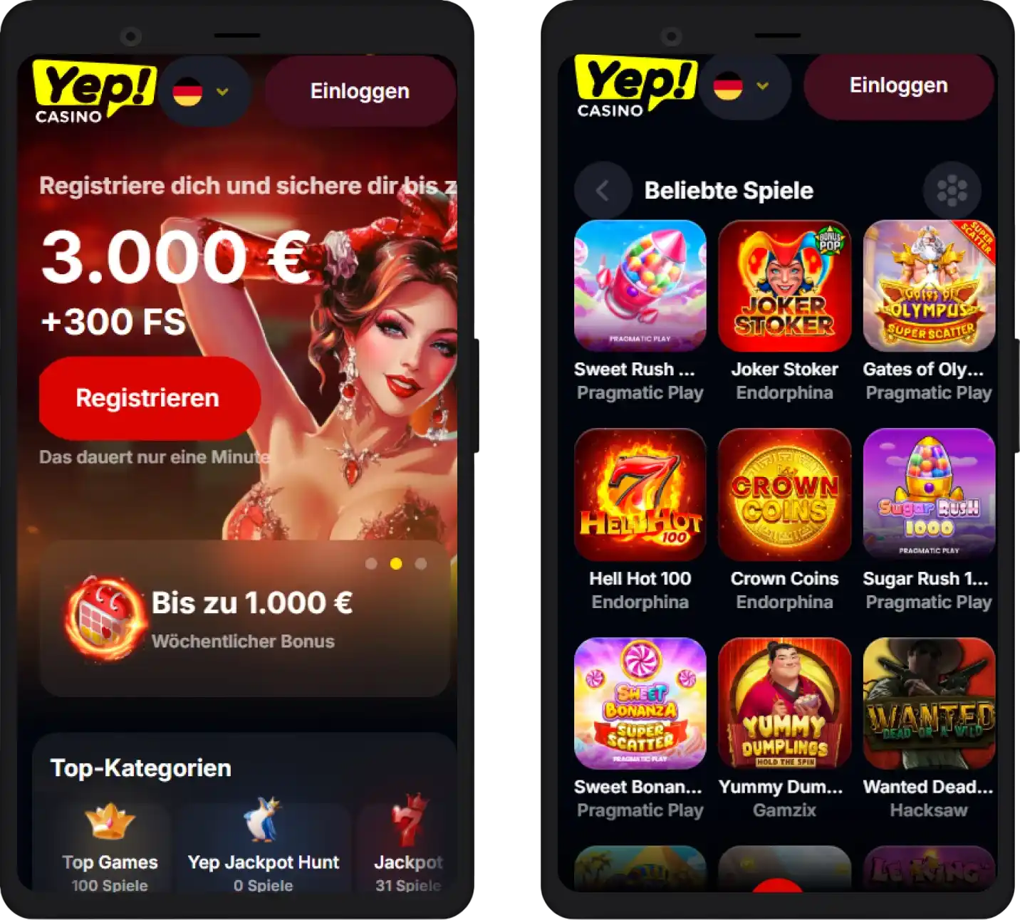 Yep Casino Mobile – optimiertes Handy Casino & App für iOS und Android – überall spielen